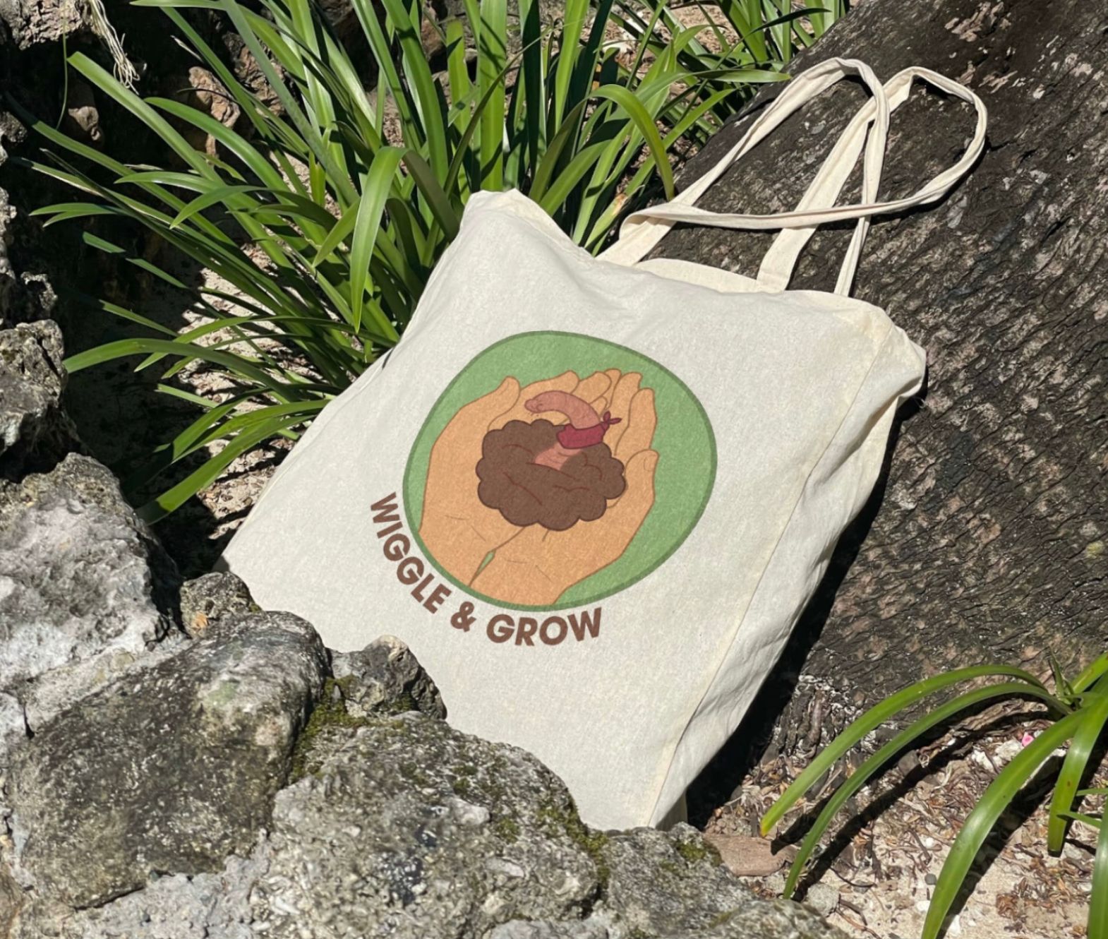 Wiggle & Grow tote bag mockup
